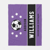 Name des personalisierten Lila Fußballspielers Fleecedecke (Vorderseite)