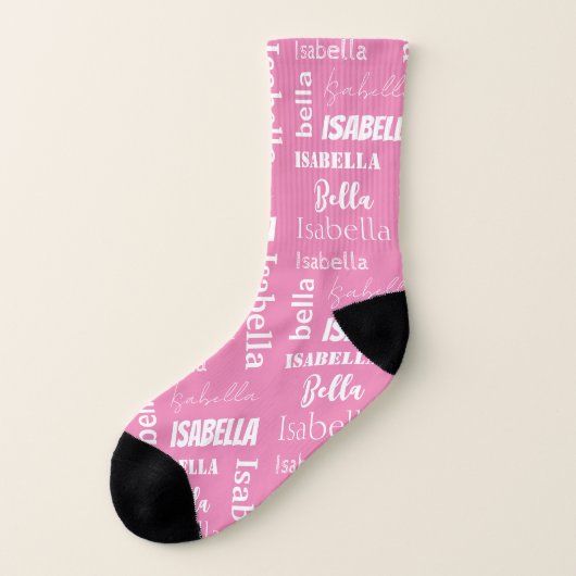 Name des personalisierten Mädchens Pink Girly Socken (Links - Außen)
