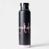 Name des personalisierten modernen Anfangsmonogram Trinkflasche (Links)
