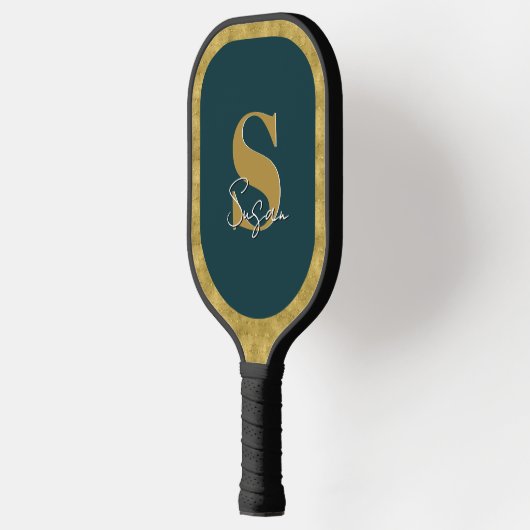 Name des personalisierten Monogram-Skripts Pickleball Schläger (Links)
