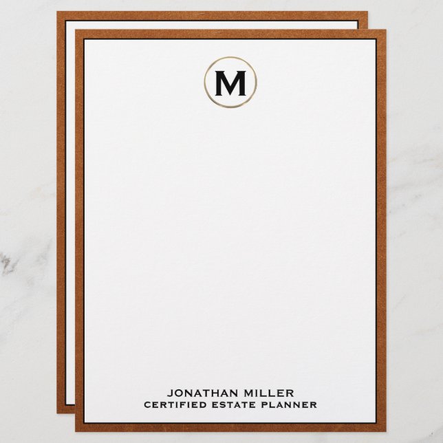 Name des personalisierten Monogrammes Briefbogen (Vorne/Hinten)