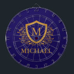 Name des Personalisierten Monogramms für Navy Blue Dartscheibe<br><div class="desc">Navy Blue und Gold Personalisiert Stylish Monogram Name. Für weitere Anpassungen klicken Sie bitte auf die Schaltfläche "Anpassen" und verwenden Sie unser Designwerkzeug,  um diese Vorlage zu ändern.</div>