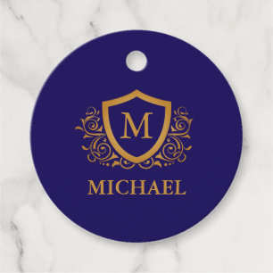 Name des Personalisierten Monogramms für Navy Blue Geschenkanhänger