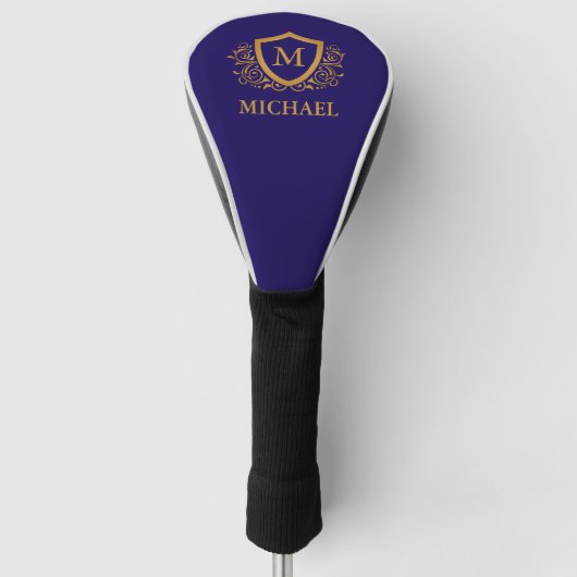 Name des Personalisierten Monogramms für Navy Blue Golf Headcover (Vorderseite)