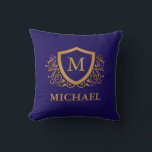 Name des Personalisierten Monogramms für Navy Blue Kissen<br><div class="desc">Navy Blue und Gold Personalisiert Stylish Monogram Name. Für weitere Anpassungen klicken Sie bitte auf die Schaltfläche "Anpassen" und verwenden Sie unser Designwerkzeug,  um diese Vorlage zu ändern.</div>