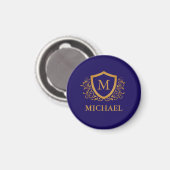 Name des Personalisierten Monogramms für Navy Blue Magnet (Vorderseite/Rückseite)