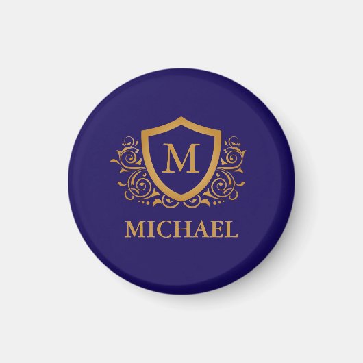 Name des Personalisierten Monogramms für Navy Blue Magnet (Vorne)
