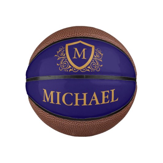 Name des Personalisierten Monogramms für Navy Blue Mini Basketball (Vorderseite)
