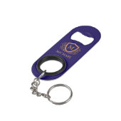 Name des Personalisierten Monogramms für Navy Blue Mini Flaschenöffner (Rückseite Schrägansicht)