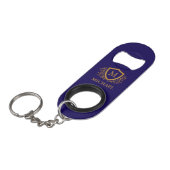 Name des Personalisierten Monogramms für Navy Blue Mini Flaschenöffner (Vorderseite Schrägansicht)