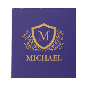 Name des Personalisierten Monogramms für Navy Blue Notizblock