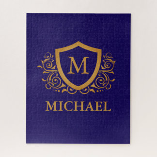 Name des Personalisierten Monogramms für Navy Blue Puzzle