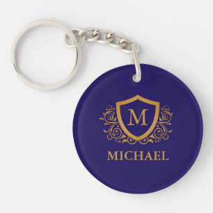 Name des Personalisierten Monogramms für Navy Blue Schlüsselanhänger