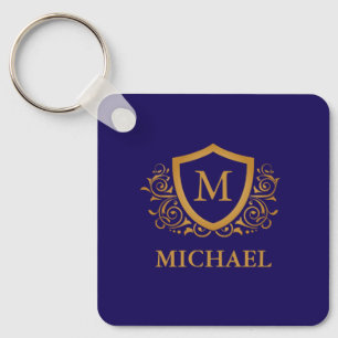 Name des Personalisierten Monogramms für Navy Blue Schlüsselanhänger