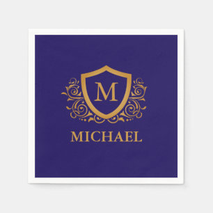 Name des Personalisierten Monogramms für Navy Blue Serviette