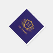 Name des Personalisierten Monogramms für Navy Blue Serviette (Ecke)
