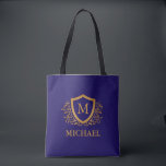Name des Personalisierten Monogramms für Navy Blue Tasche<br><div class="desc">Navy Blue und Gold Personalisiert Stylish Monogram Name. Für weitere Anpassungen klicken Sie bitte auf die Schaltfläche "Anpassen" und verwenden Sie unser Designwerkzeug,  um diese Vorlage zu ändern.</div>