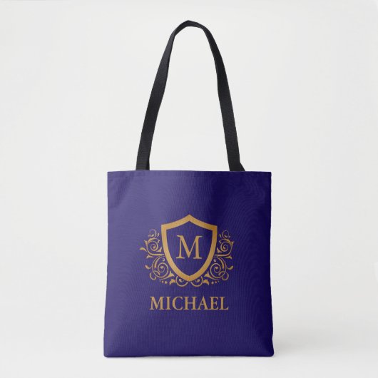 Name des Personalisierten Monogramms für Navy Blue Tasche (Vorderseite)