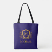 Name des Personalisierten Monogramms für Navy Blue Tasche (Rückseite)