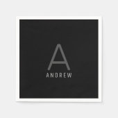 Name des Personalisierten Monogramms in Schwarz un Serviette (Vorderseite)