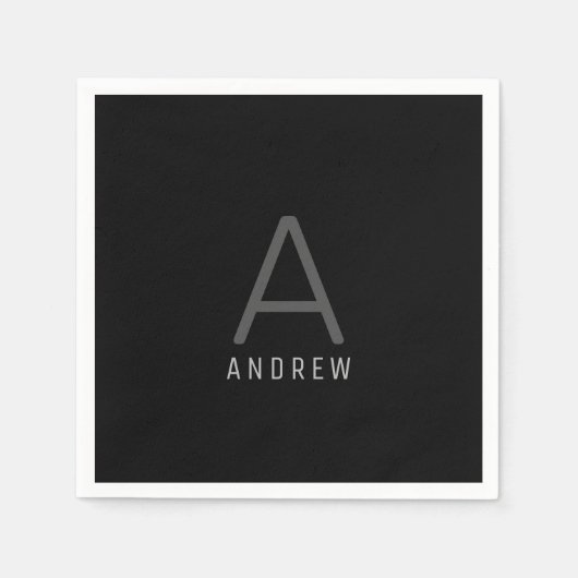 Name des Personalisierten Monogramms in Schwarz un Serviette (Vorderseite)