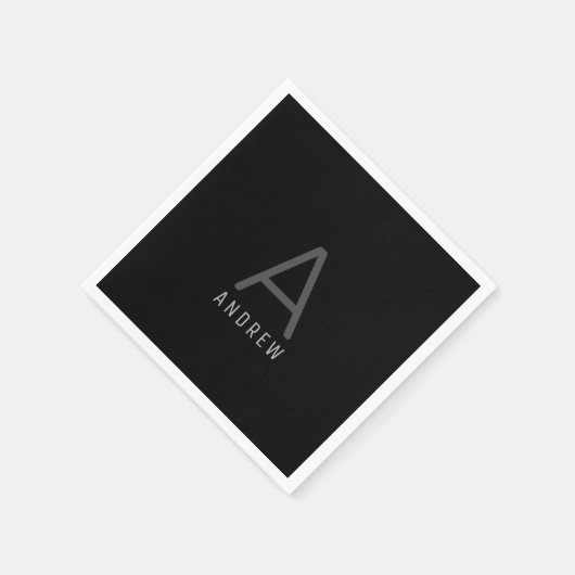 Name des Personalisierten Monogramms in Schwarz un Serviette (Ecke)