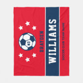 Name des personalisierten Navy Blue und Red Soccer Fleecedecke (Vorderseite)