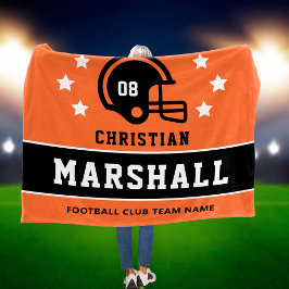 Name des personalisierten Orange- und Black-Footba Fleecedecke