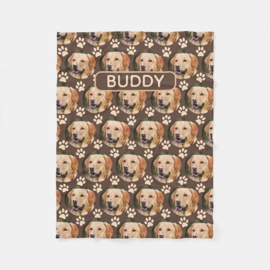 Name des personalisierten Pet-Foto-Musters Fleecedecke (Vorderseite)