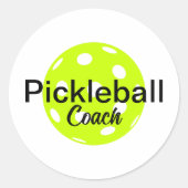 Name des personalisierten Pickleball-Coach Runder Aufkleber (Vorderseite)