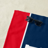 Name des personalisierten Red Navy Blue Soccer Pla Strandtuch (Beispiel)