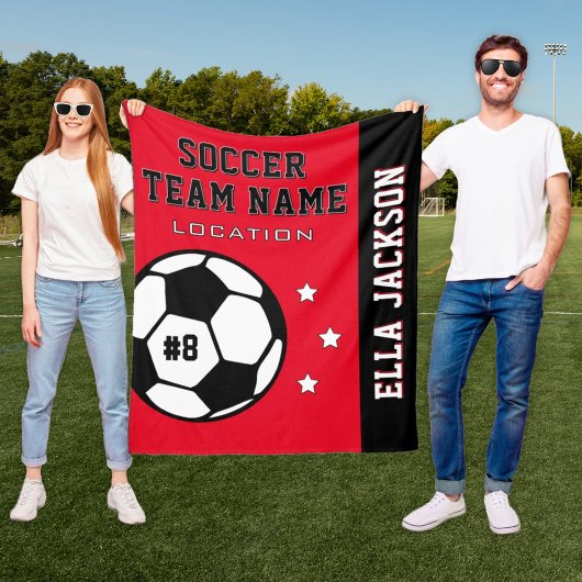 Name des personalisierten Red Soccer-Spielers Fleecedecke