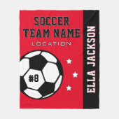 Name des personalisierten Red Soccer-Spielers Fleecedecke (Vorderseite)