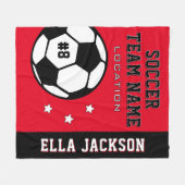 Name des personalisierten Red Soccer-Spielers Fleecedecke (Vorderseite (Horizontal))
