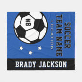 Name des personalisierten Royal Blue Soccer Player Fleecedecke (Vorderseite (Horizontal))