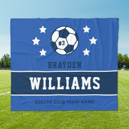 Name des personalisierten Royal Navy Blue Soccer P Fleecedecke