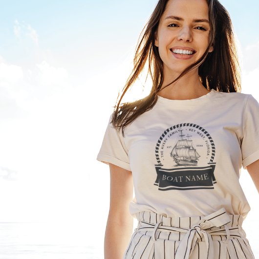 Name des Personalisierten Schiffes im nautischen S T-Shirt