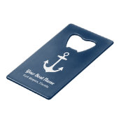 Name des Personalisierten Schiffes Nautic Navy Geldbeutel Flaschenöffner (Rückseite Schrägansicht)