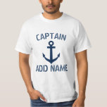 Name des personalisierten Schiffskapitäns an Shirt<br><div class="desc">Name des personalisierten Schiffskapitän für Shirts. Nautische Kleidung mit marineblau Anker und individuelle Name oder Monogramm Anfangsbuchstaben. Seeschifffahrt Geschenkidee für Seemänner. Machen Sie sich für Skipper Papa, Vater, Opa, Onkel, Sohn, Freund, Stiefvater, Stiefvater etc. Vintage Typografie mit Schiffsanker-Design. Individuelle Kleidung für Segeln / Bootfahren auf See oder Ozean. Auch gut...</div>