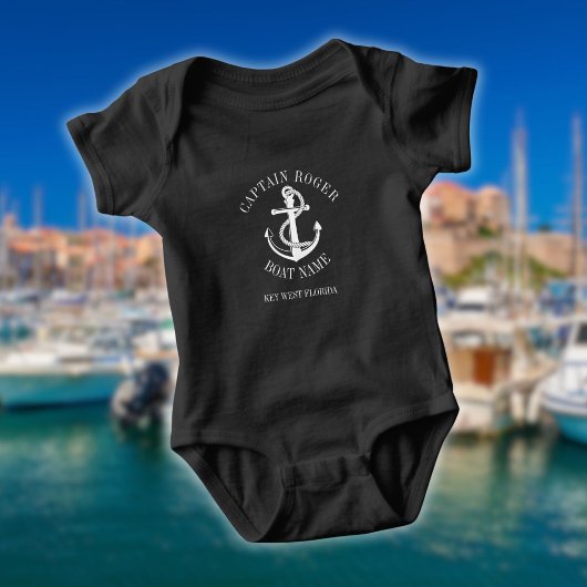 Name des personalisierten Schiffskapitäns Nautical Baby Strampler