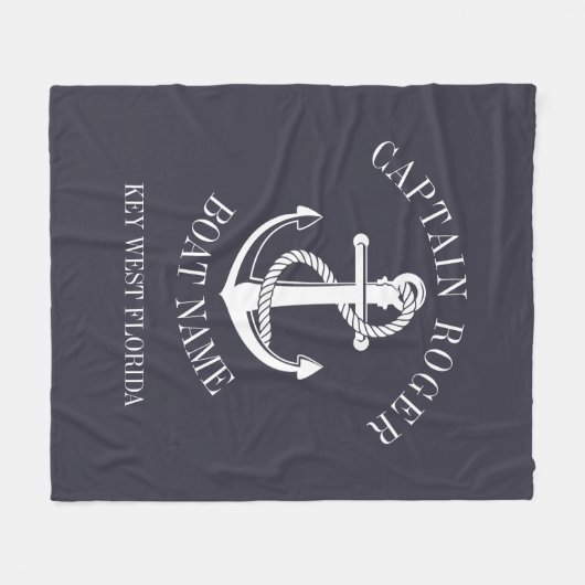 Name des personalisierten Schiffskapitäns Nautical Fleecedecke (Vorderseite (Horizontal))