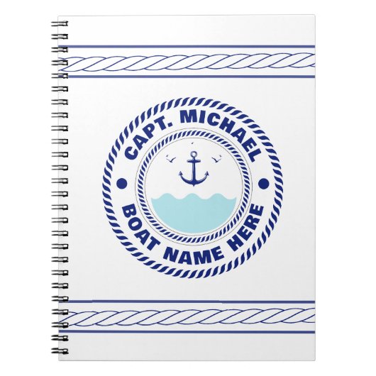 Name des personalisierten Schiffskapitäns Nautical Notizblock (Vorderseite)