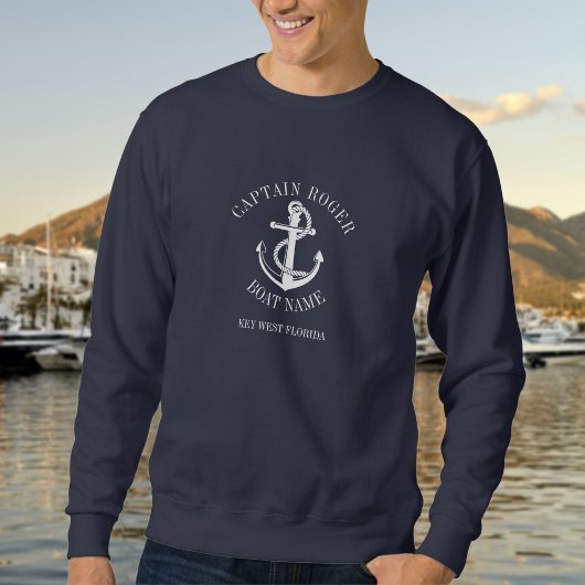 Name des personalisierten Schiffskapitäns Nautical Sweatshirt
