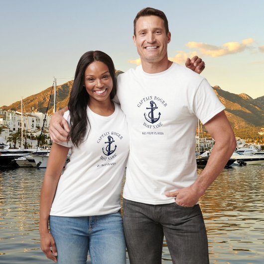 Name des personalisierten Schiffskapitäns Nautical T-Shirt