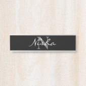 Name des personalisierten Schwarz-weißen Monogramm Türschild (Vorderseite )