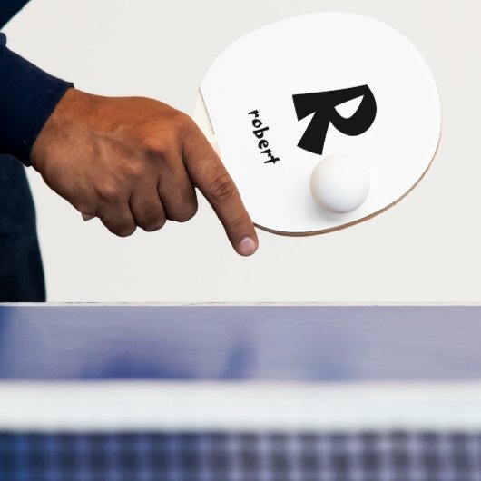 Name des personalisierten schwarzen Anfangsmonogam Tischtennis Schläger (InSitu)