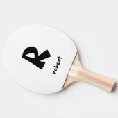Name des personalisierten schwarzen Anfangsmonogam Tischtennis Schläger (Seitenansicht)