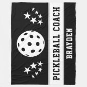 Name des personalisierten schwarzen Pickleball-Coa Fleecedecke (Vorderseite)