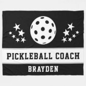 Name des personalisierten schwarzen Pickleball-Coa Fleecedecke (Vorderseite (Horizontal))