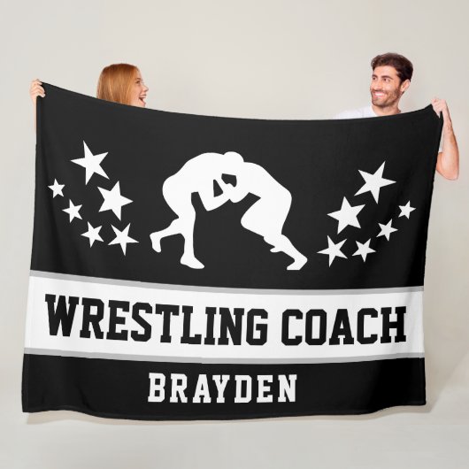 Name des personalisierten schwarzen Wrestlings Fleecedecke (Beispiel)